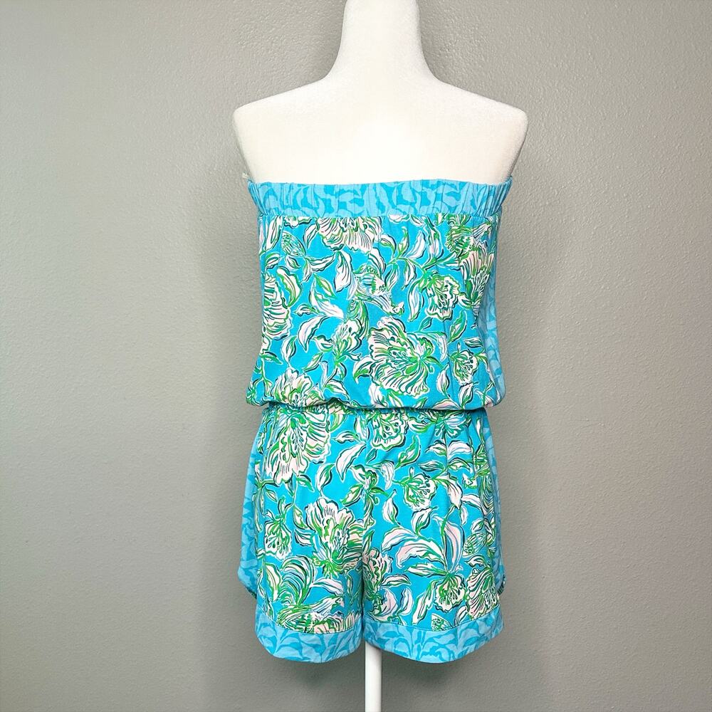 Lilly Pulitzer Rikki Strapless Romper Cumulus Blue Chick Magnet Women’s Size M - Picture 6 of 14